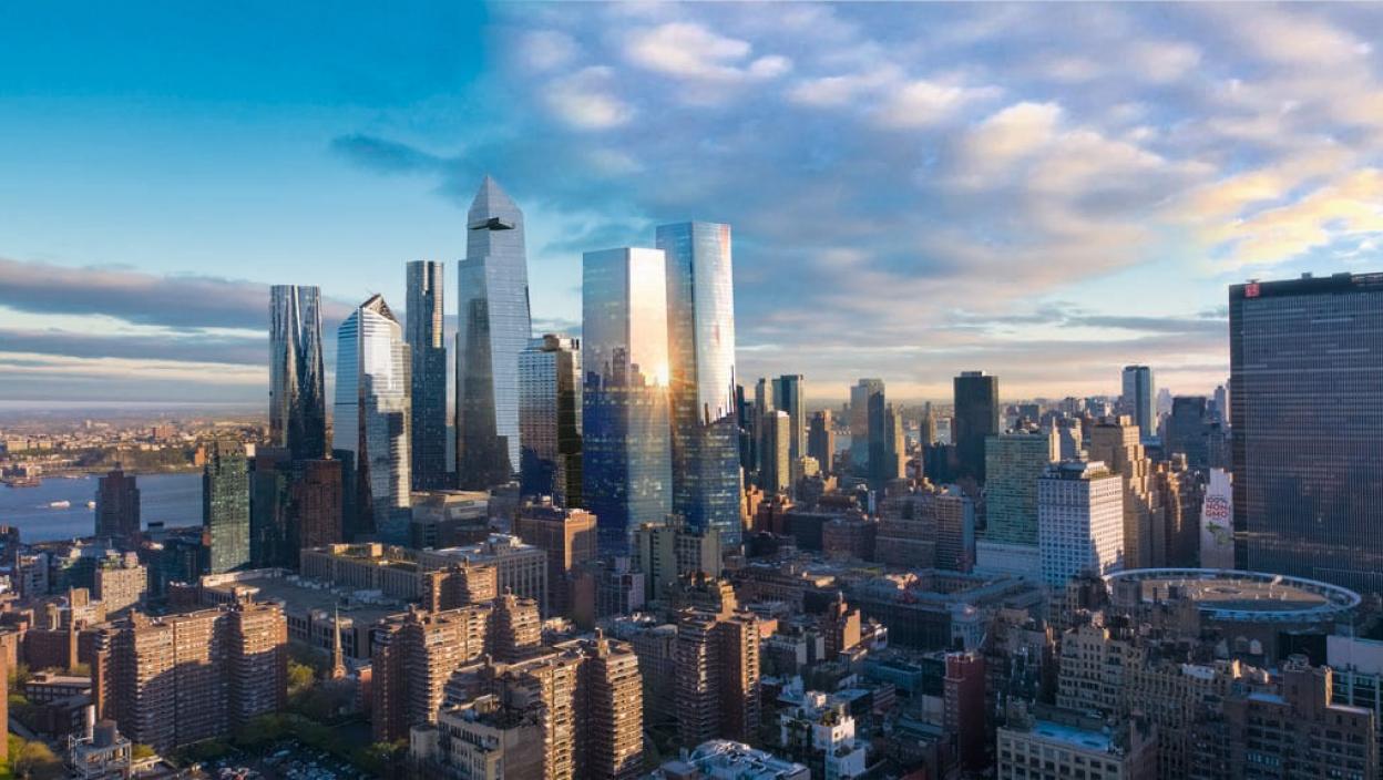 New York west-side skyline with Manhattan West towers